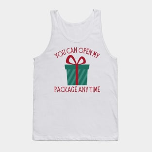 You Can Open My Package Anytime. Christmas Humor. Rude, Offensive, Inappropriate Christmas Design In Red Tank Top